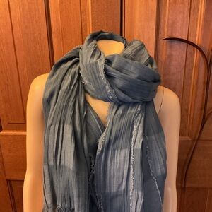 Bass wrap/scarf denim blue color squares and fringe